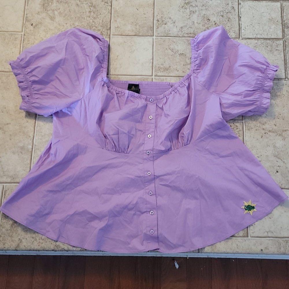 Torrid Disney Princeqw Lavender Puff Sleeve Blouse
